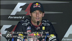 Reactie Mark Webber na de botsing met Sebastian Vettel